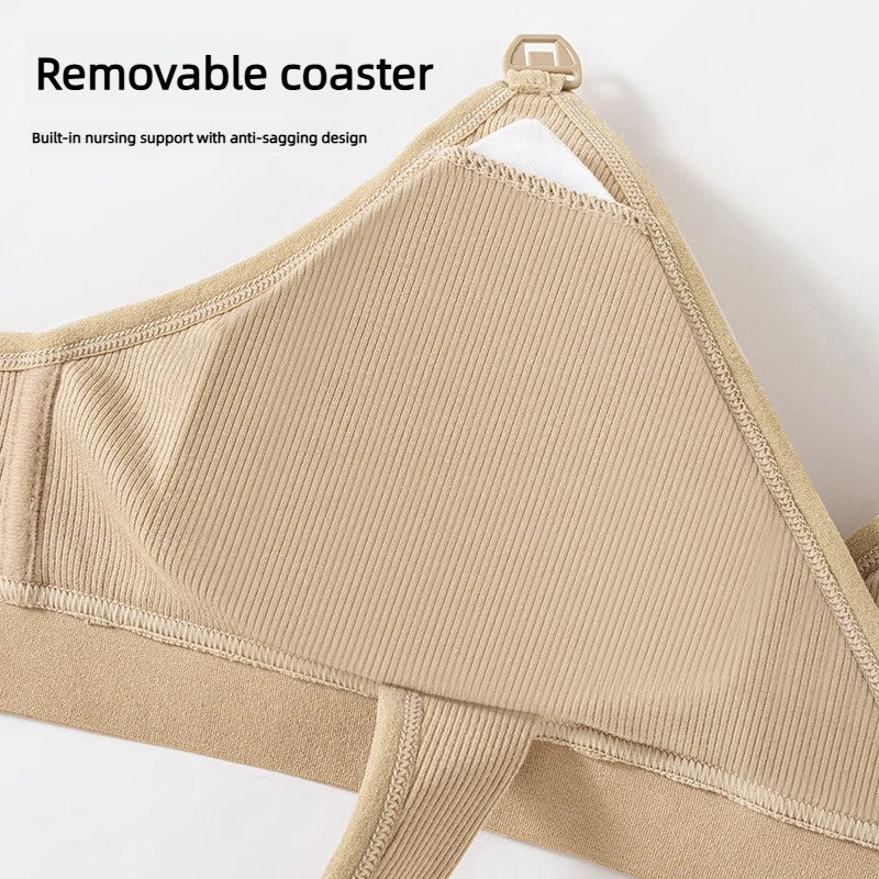 New Wireless Maternity Nursing Bras Ultra Soft Comfortable Front Open Bras with Chest Pads Pregnancy Breastfeeding