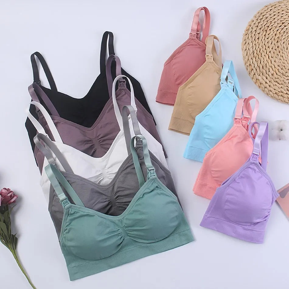 Maternity Nursing Bras Detachable Breathable Breastfeeding Pregnant Women Seamless Underwear Breast Feeding Plus Size Bralette