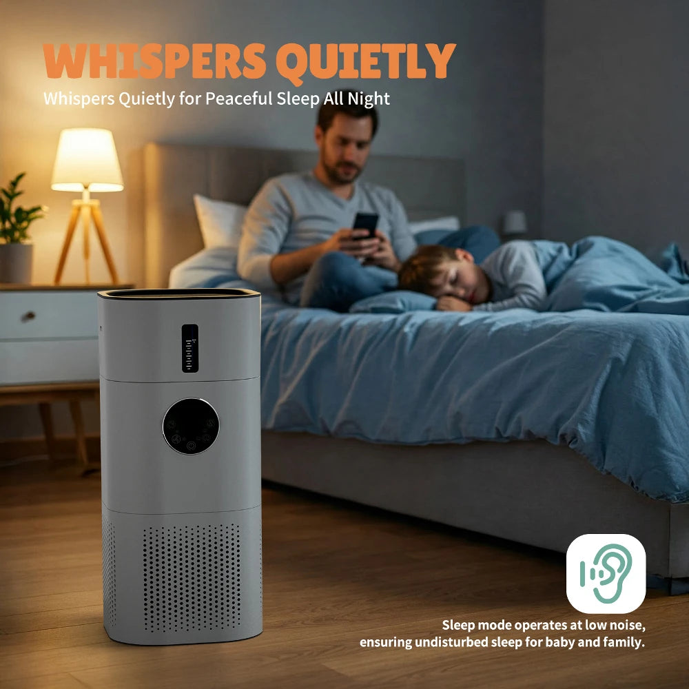 ROUNY Air Purifier & Humidifier, 2-in-1 Multi-Function Appliance, Deodorizing & Fog-Free Humidification, White