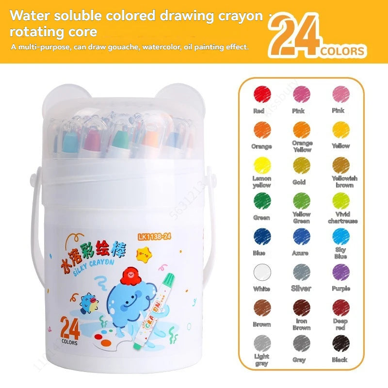 12/24/36/48 Color Silky Twistable Crayons Washable Art Supplies Multicultural Pastel Gel Crayons,Easy Grip Coloring Gift School