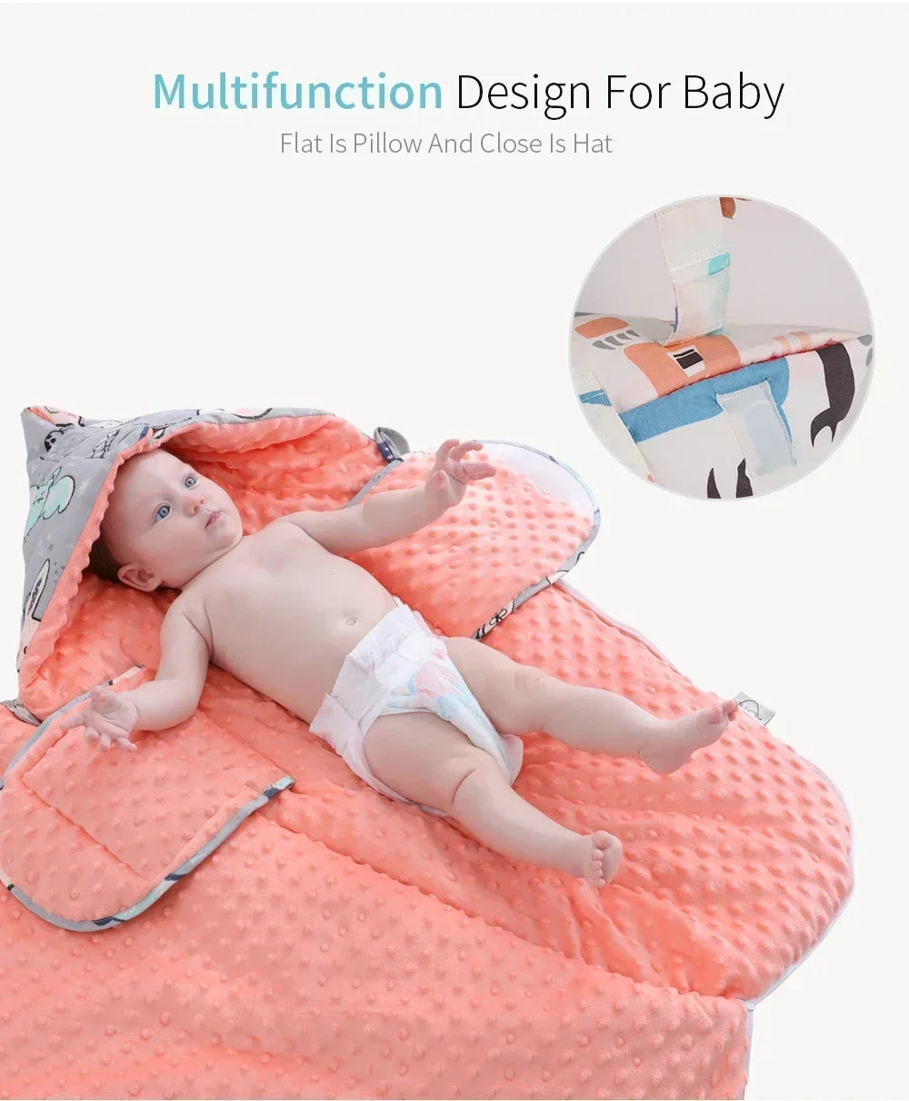 INSULAR Baby Sleeping Bags Winter Infant Thickened Bean Sleepsacks Newborn Warm Holding Quilts Kids Adjustable Wings Wrap