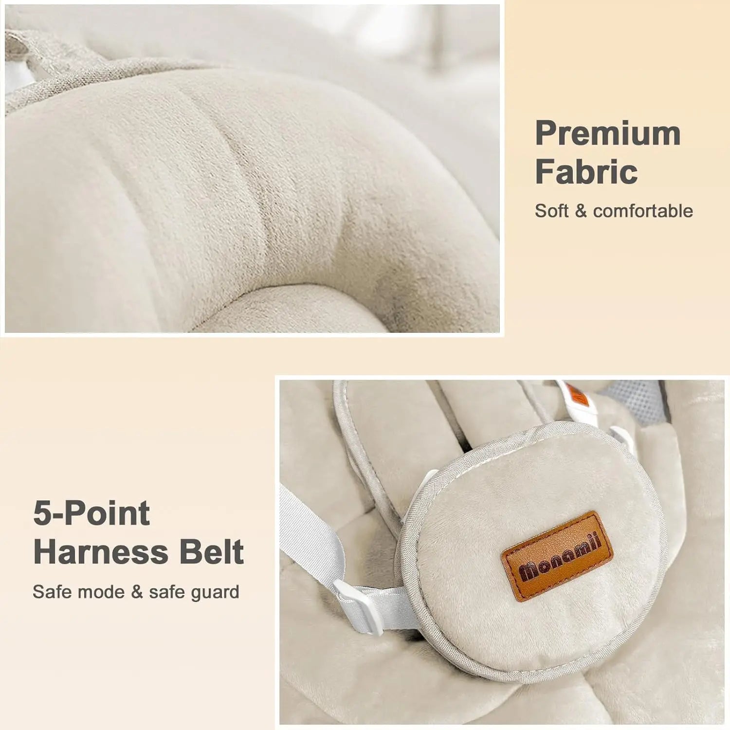 Baby Swings for Infants, Monamii Baby Swing, Infant Swing with 5 Speeds, 10 Lullabies, Electric Swing for Baby, Indoor & Outdoor