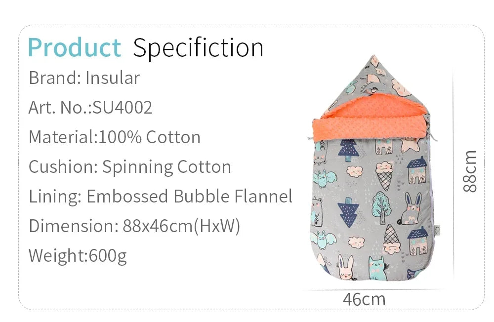 INSULAR Baby Sleeping Bags Winter Infant Thickened Bean Sleepsacks Newborn Warm Holding Quilts Kids Adjustable Wings Wrap
