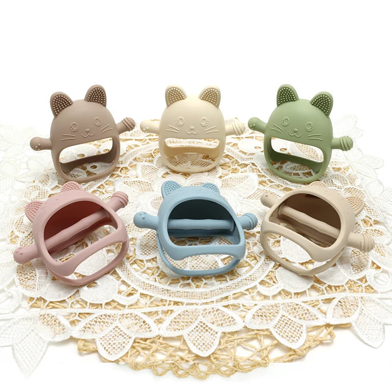 Food Grade Baby Silicone Gloves Teether Soys Pacifiers Kids Teething Toys Newborn Dental Care Gums Molar Stick Baby Items