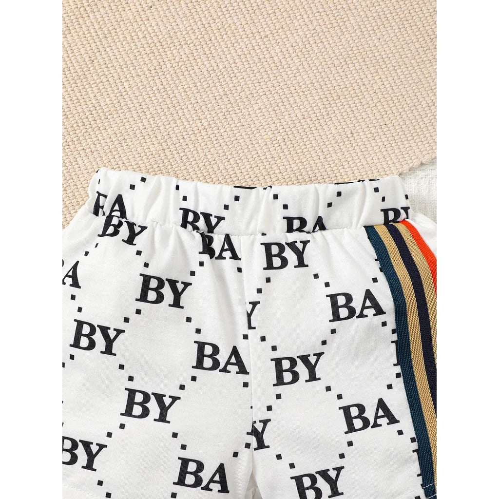 0-3 Years Toddler Baby Boy 2pcs Clothing Set T-shirt Letter Short Sleeve Top with Shorts Light Luxury Style Photograph Outfit