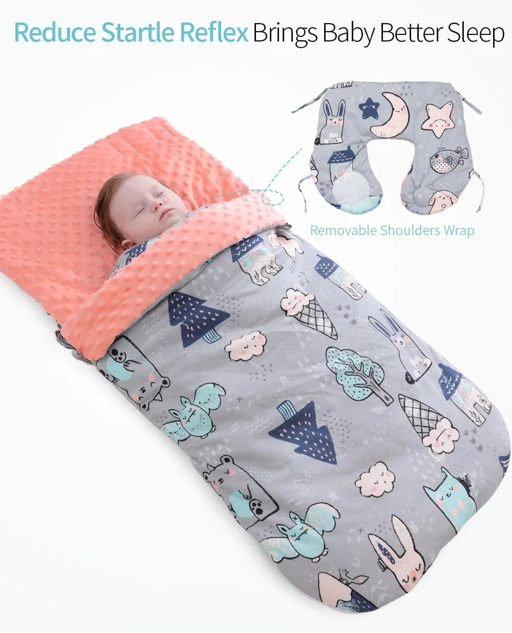 INSULAR Baby Sleeping Bags Winter Infant Thickened Bean Sleepsacks Newborn Warm Holding Quilts Kids Adjustable Wings Wrap