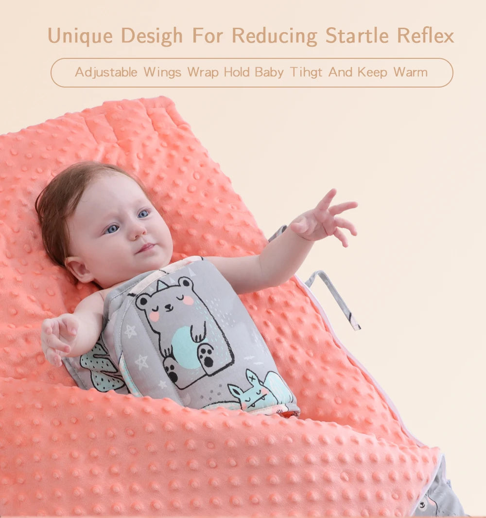 INSULAR Baby Sleeping Bags Winter Infant Thickened Bean Sleepsacks Newborn Warm Holding Quilts Kids Adjustable Wings Wrap