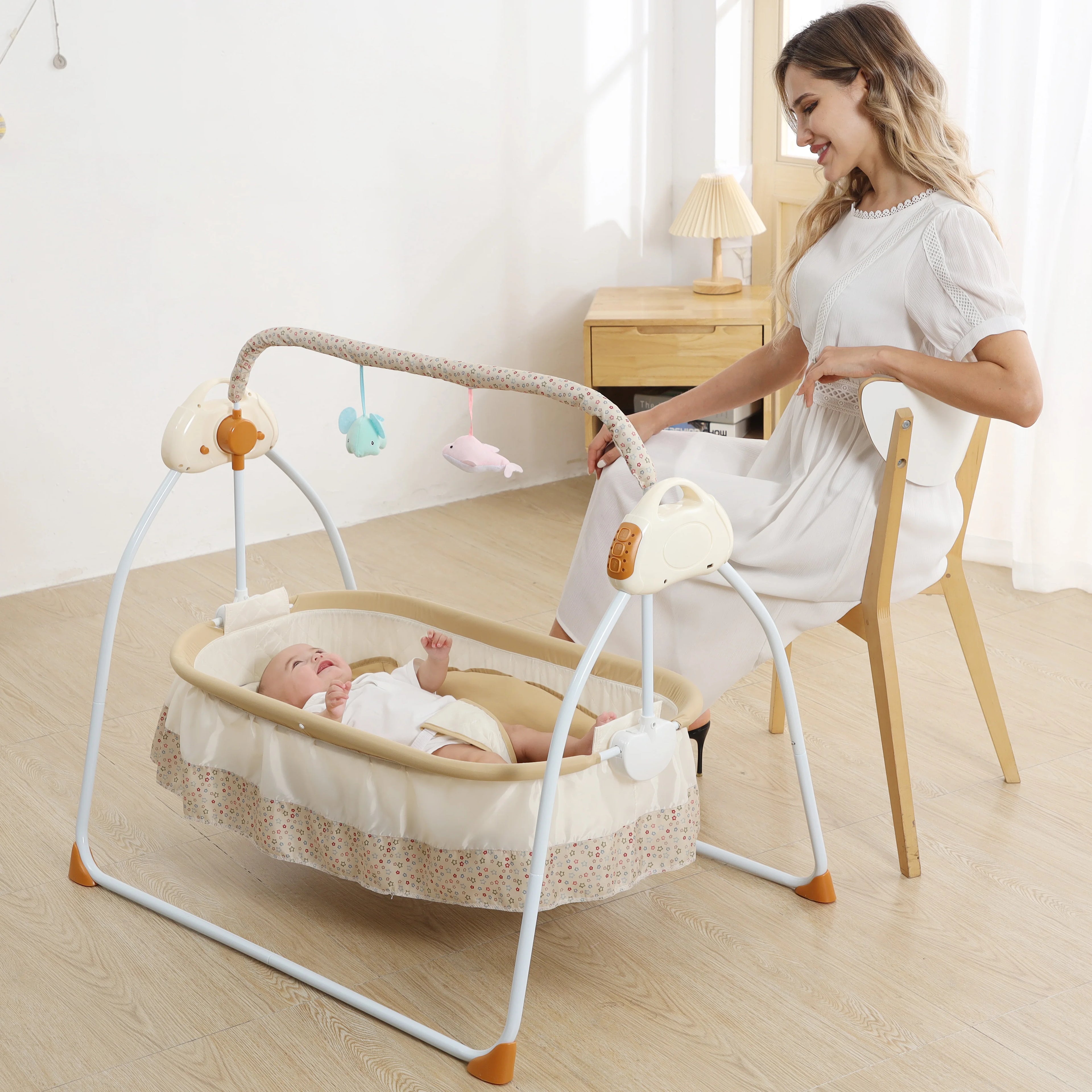 Bed Swing Sway Crib  Baby Cradle Kids Cribs Factory Production Multi Functional  Electric Baby