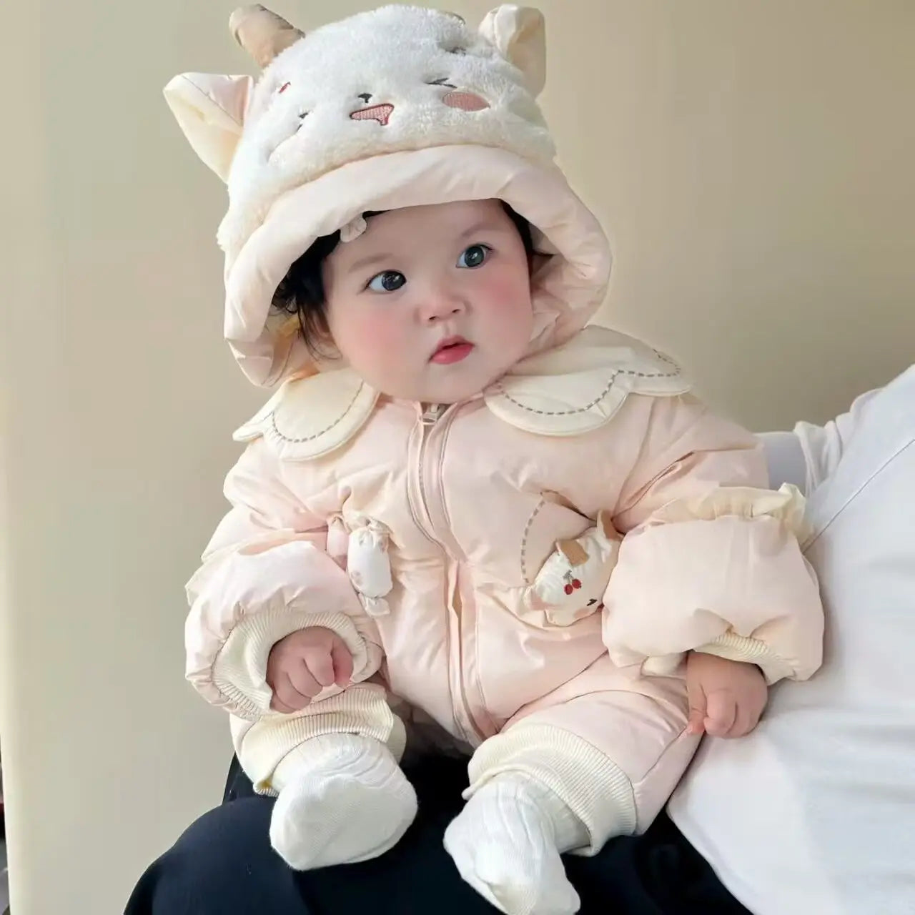 Baby Onesie 2025 Winter Fleece Thicker Going Out Clothes Keep Warm Cute Cartoon Climbing Clothes
