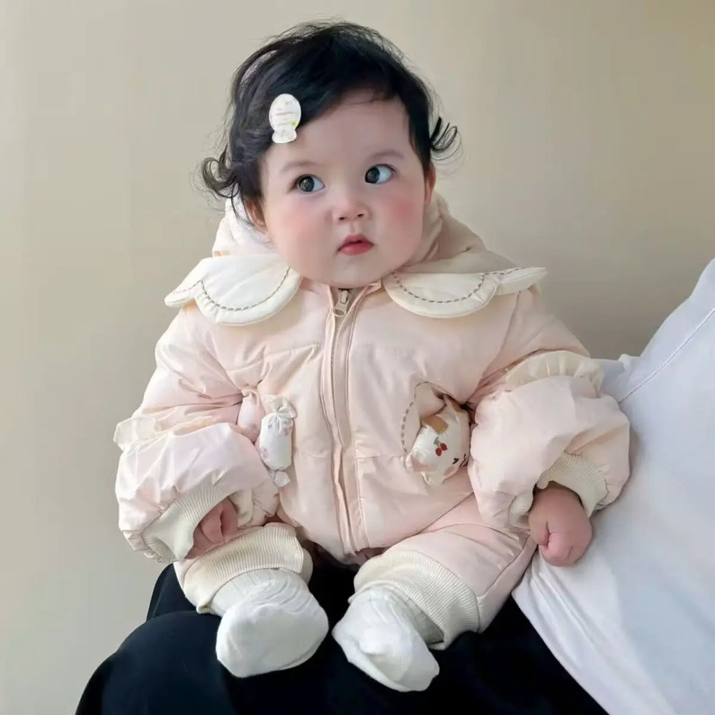 Baby Onesie 2025 Winter Fleece Thicker Going Out Clothes Keep Warm Cute Cartoon Climbing Clothes