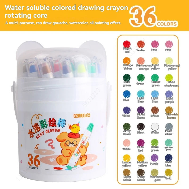 12/24/36/48 Color Silky Twistable Crayons Washable Art Supplies Multicultural Pastel Gel Crayons,Easy Grip Coloring Gift School