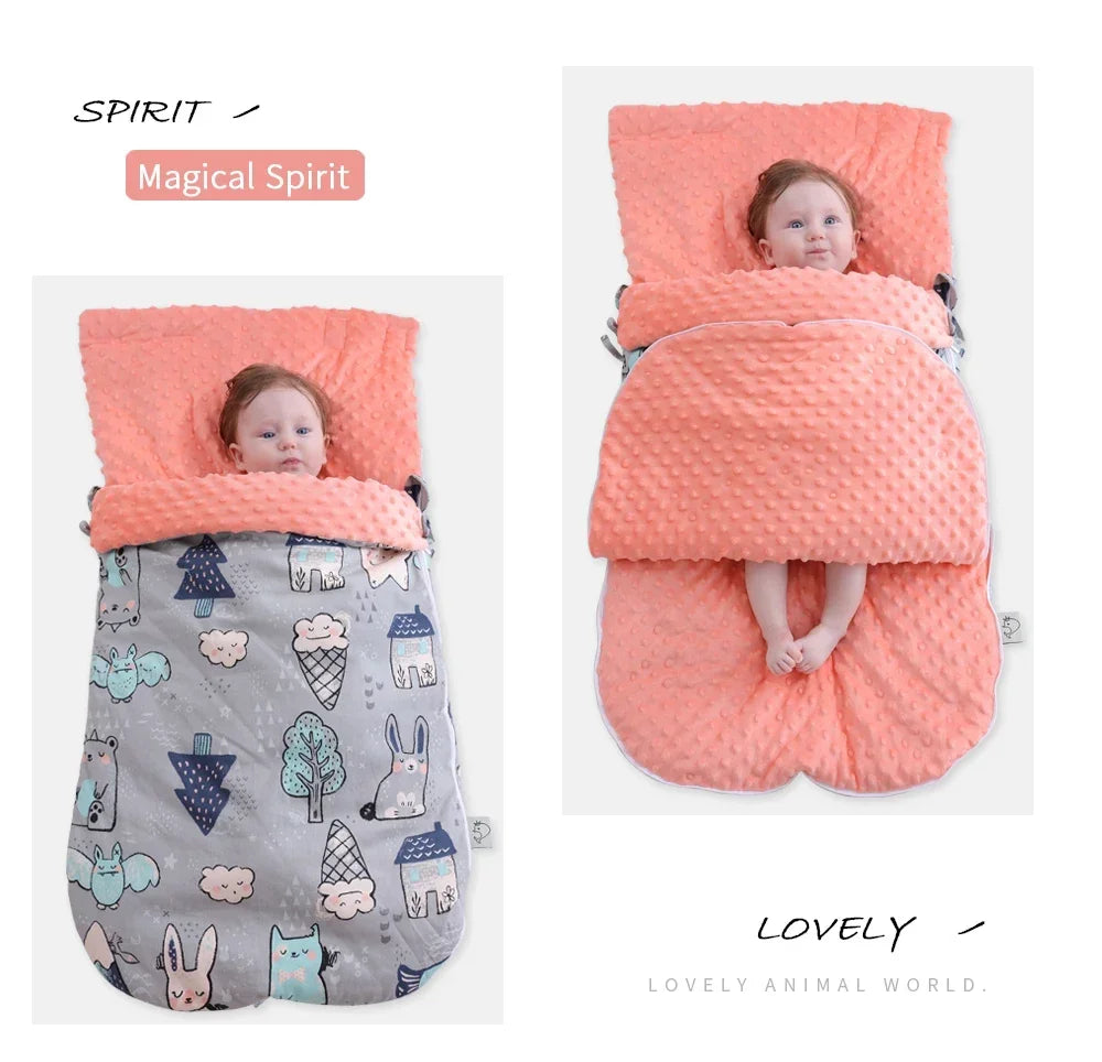 INSULAR Baby Sleeping Bags Winter Infant Thickened Bean Sleepsacks Newborn Warm Holding Quilts Kids Adjustable Wings Wrap
