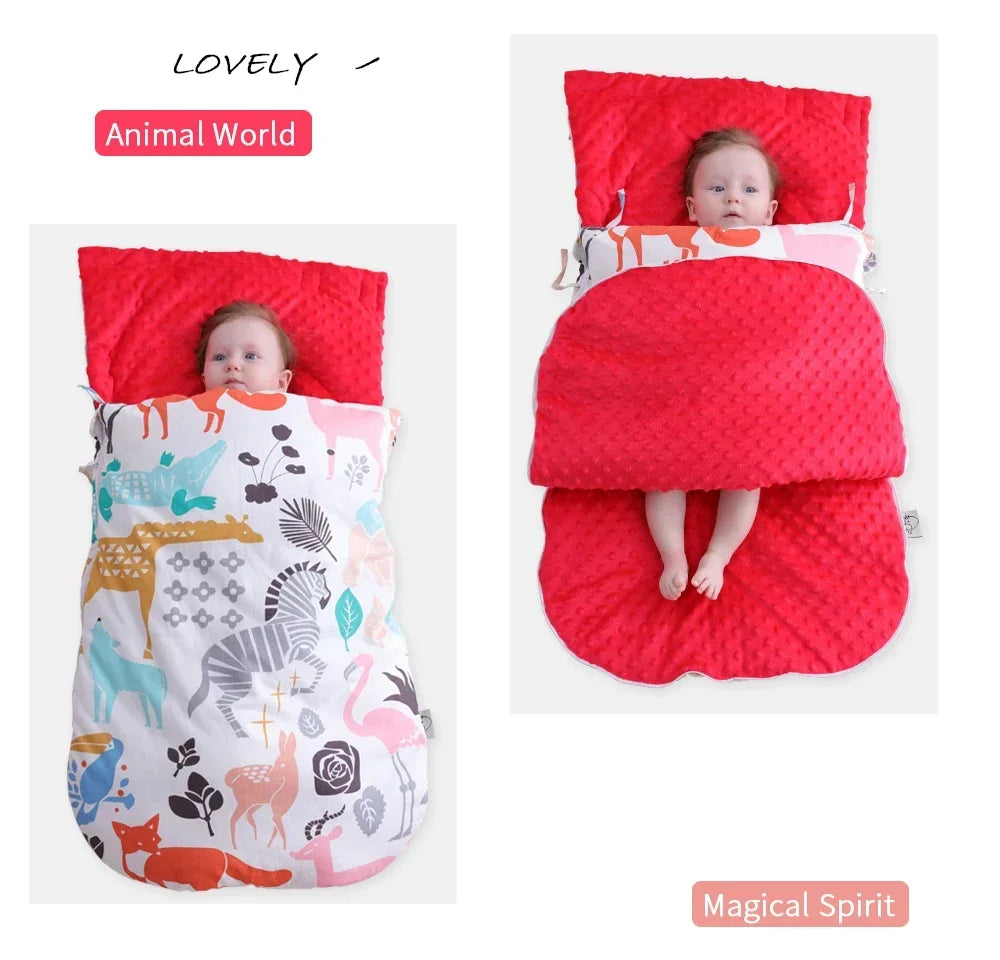 INSULAR Baby Sleeping Bags Winter Infant Thickened Bean Sleepsacks Newborn Warm Holding Quilts Kids Adjustable Wings Wrap