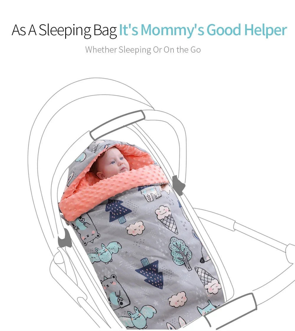 INSULAR Baby Sleeping Bags Winter Infant Thickened Bean Sleepsacks Newborn Warm Holding Quilts Kids Adjustable Wings Wrap