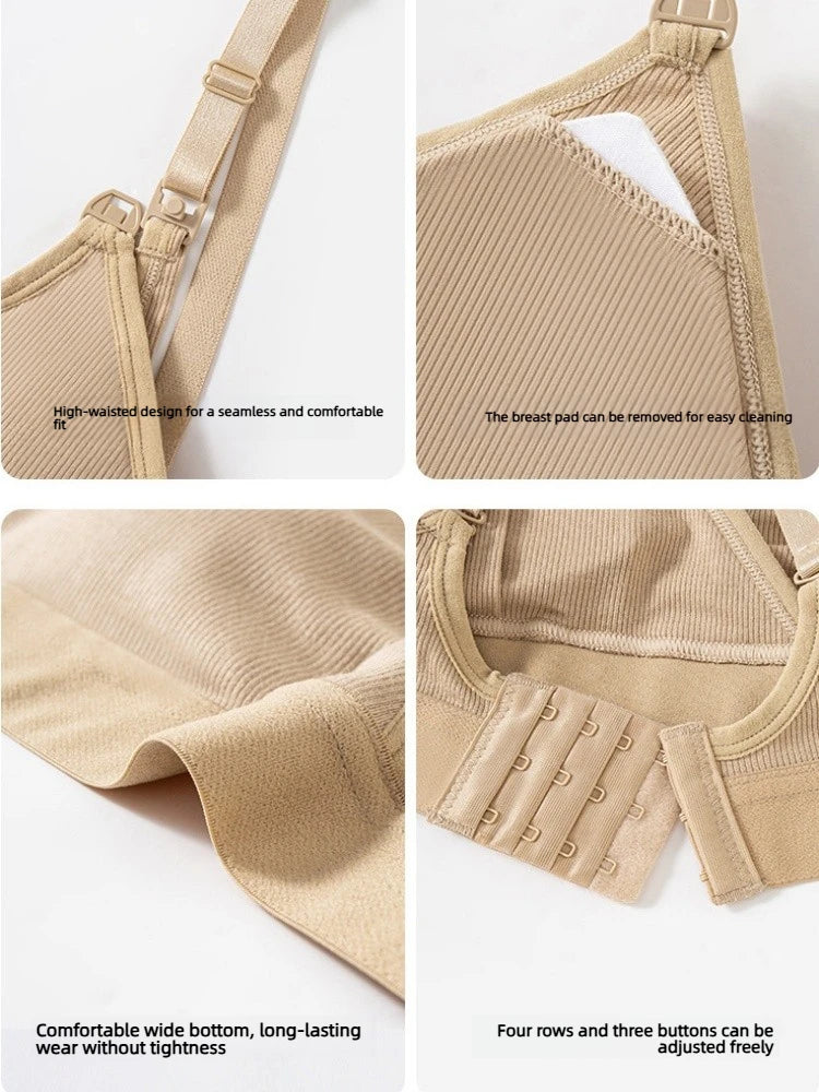 New Wireless Maternity Nursing Bras Ultra Soft Comfortable Front Open Bras with Chest Pads Pregnancy Breastfeeding