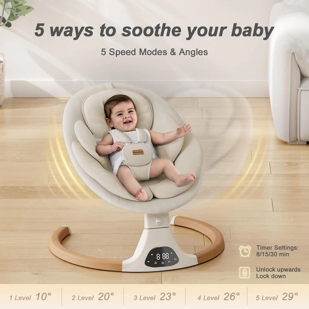 Baby Swings for Infants, Monamii Baby Swing, Infant Swing with 5 Speeds, 10 Lullabies, Electric Swing for Baby, Indoor & Outdoor