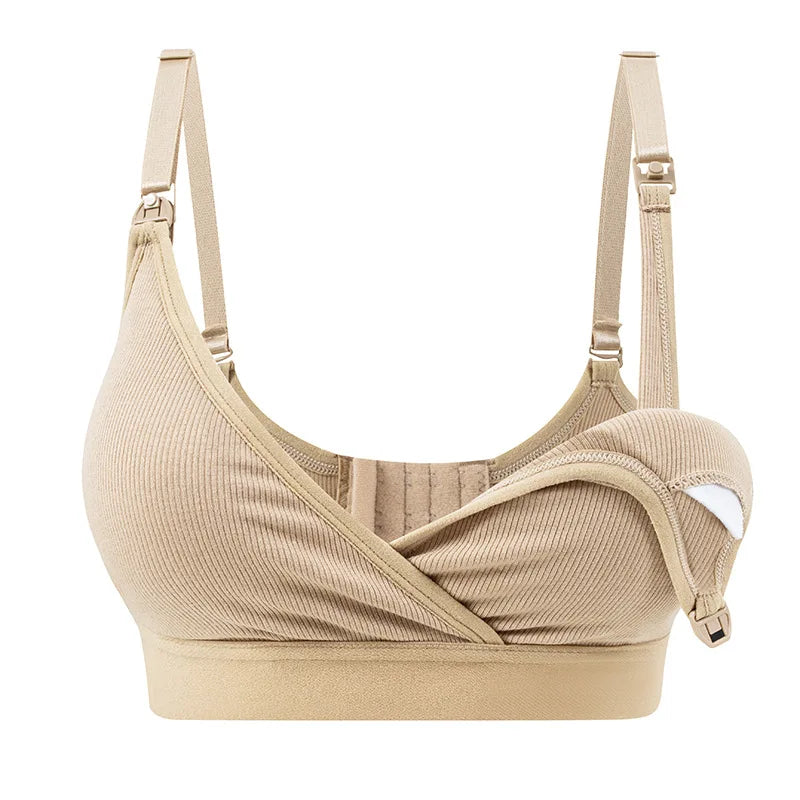 New Wireless Maternity Nursing Bras Ultra Soft Comfortable Front Open Bras with Chest Pads Pregnancy Breastfeeding