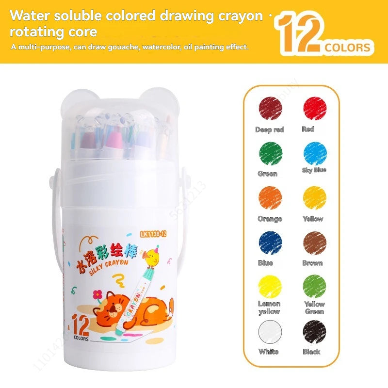 12/24/36/48 Color Silky Twistable Crayons Washable Art Supplies Multicultural Pastel Gel Crayons,Easy Grip Coloring Gift School