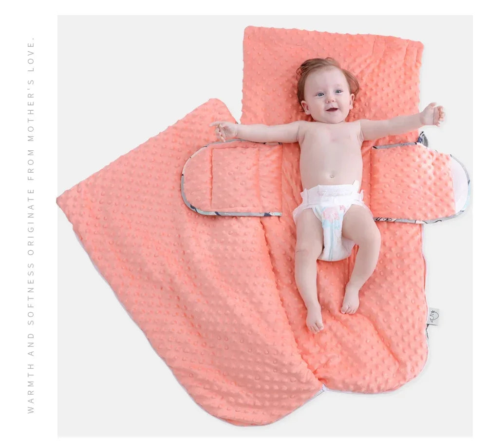 INSULAR Baby Sleeping Bags Winter Infant Thickened Bean Sleepsacks Newborn Warm Holding Quilts Kids Adjustable Wings Wrap
