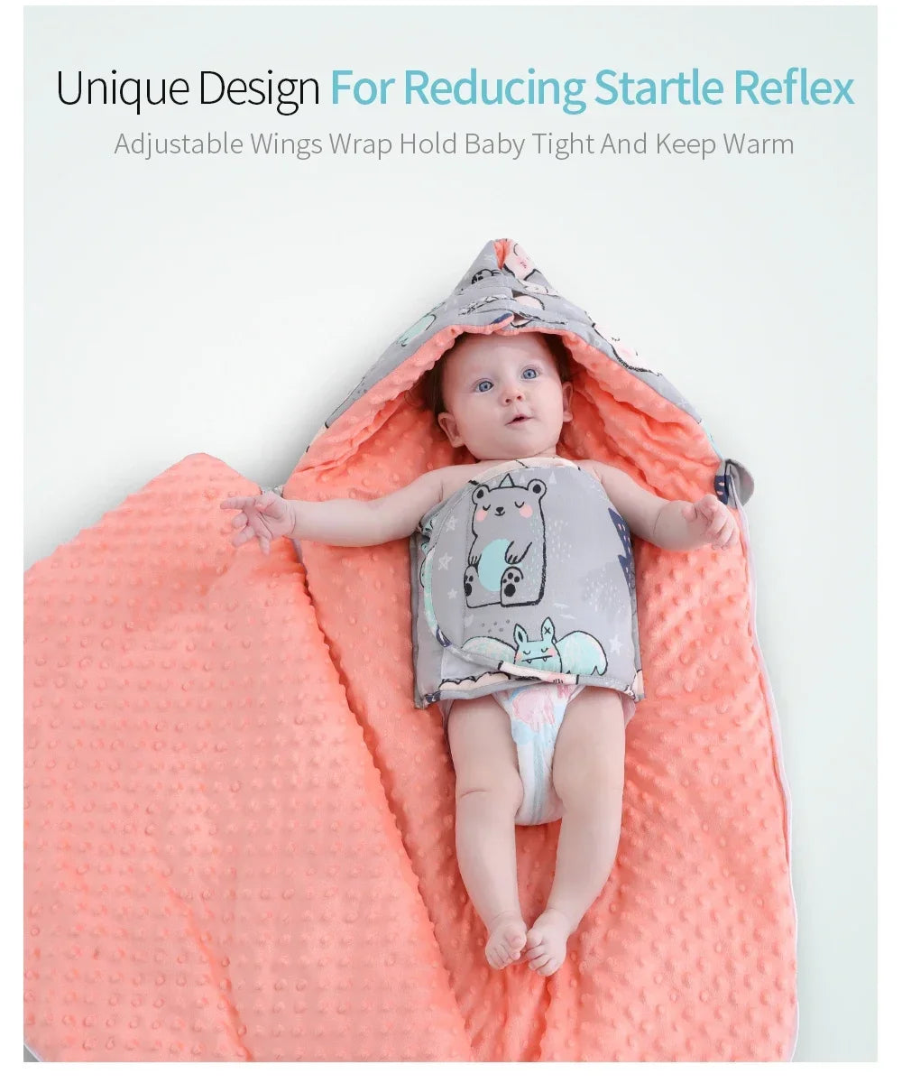 INSULAR Baby Sleeping Bags Winter Infant Thickened Bean Sleepsacks Newborn Warm Holding Quilts Kids Adjustable Wings Wrap