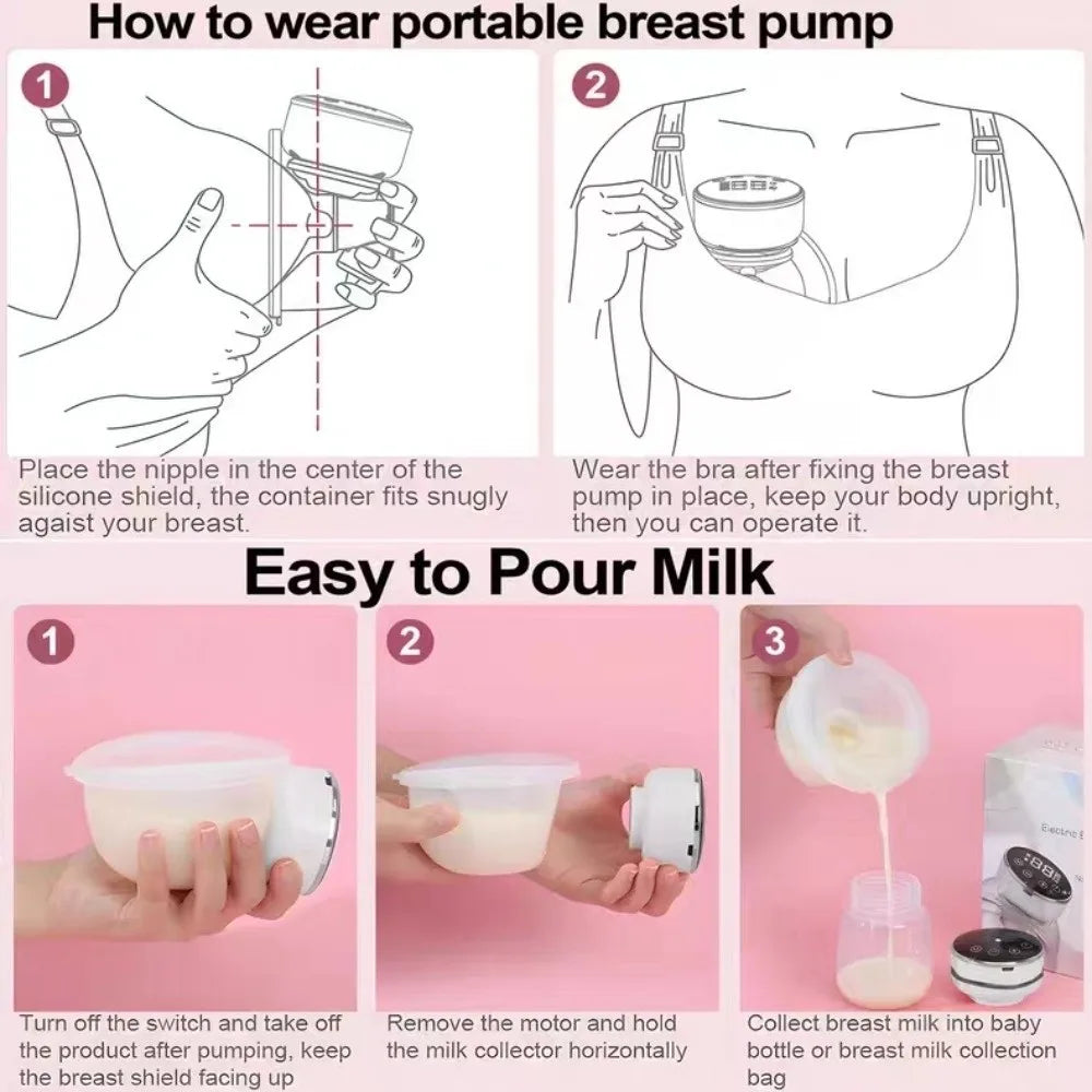 180ML Capacity Electric Breast Pump High Suction Massage Painless Hands Free Breast Pump Intelligent Integrated