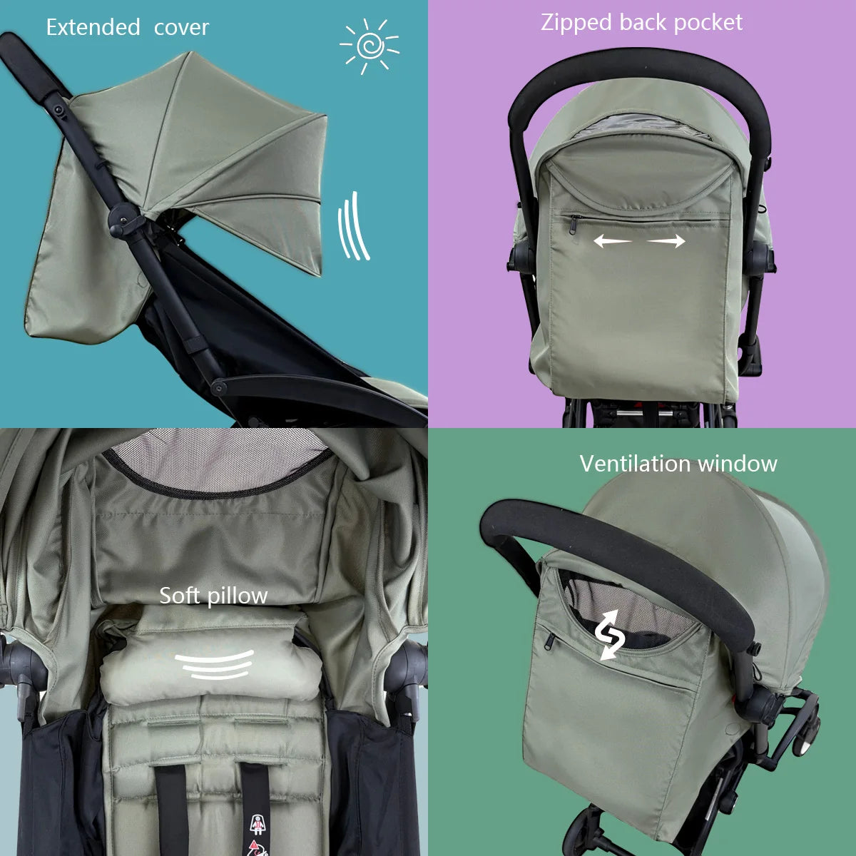 175 Degrees Stroller Hood Cushion Compatible With Babyzen YOYO2 Stroller Accessories Pram Cushion Pad Sun Shade Cushion Seat